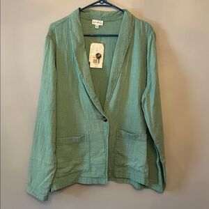 Wonderly Blazer Gauze Cotton Blazer, Pale Green, Size XXL, NWT